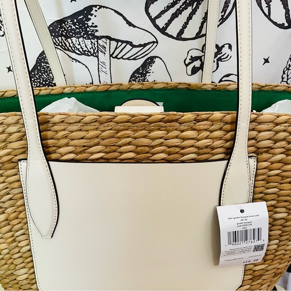 • NWT KATE SPADE OTHER GARDEN BOUQUET STRAW TOTE LARGE GREEN YELLOW MULTI OTHER - Picture 10 of 10
